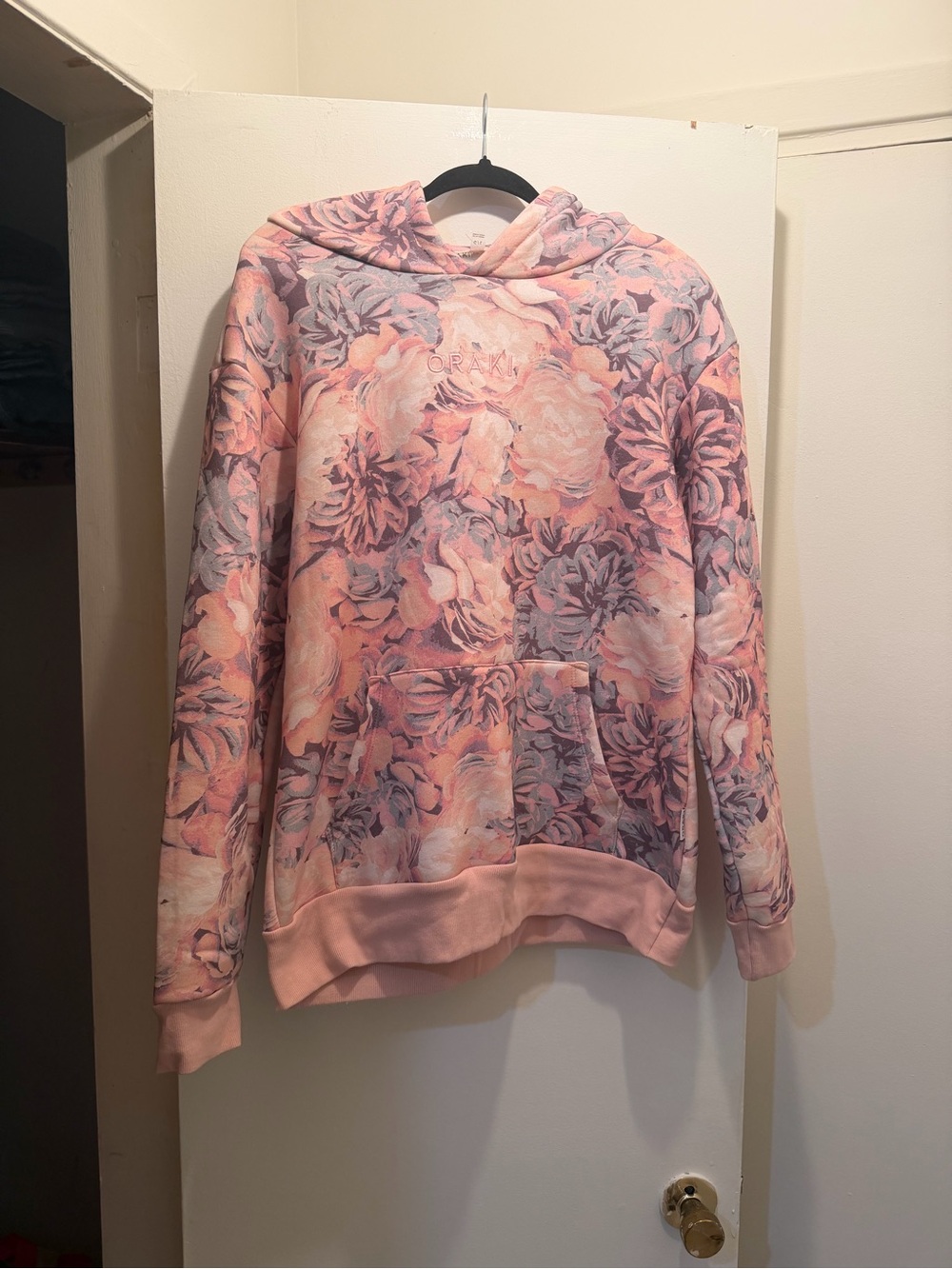 Pink Floral Crewneck Hoodie Sweater